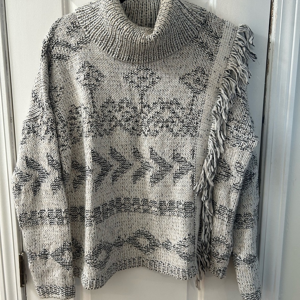 Lucky Brand Gray and Black Turtleneck Sweater
